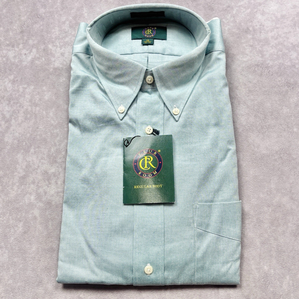 Club Room Pinpoint Oxford Dress Shirt Mens 16 32/33 Light Blue Button Down NWT